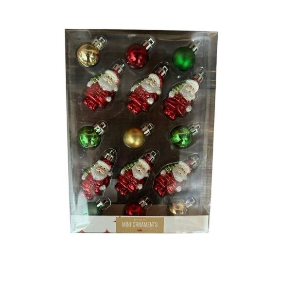 HOLIDAY LANE Ornamentation Mini Santa & Ball Ornaments, Set of 15 - Picture 5 of 8